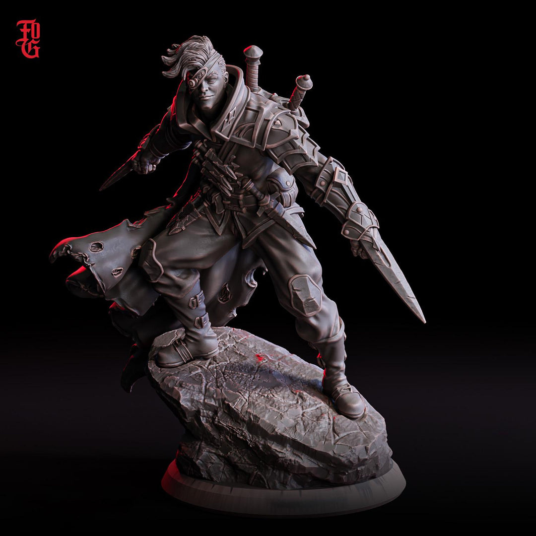 Human Rogue Thief Assassin PC / NPC | Unpainted Resin Miniature | 28mm, 32mm,54mm, 75mm, 100mm Scale | Dungeons and Dragons | Flesh of Gods