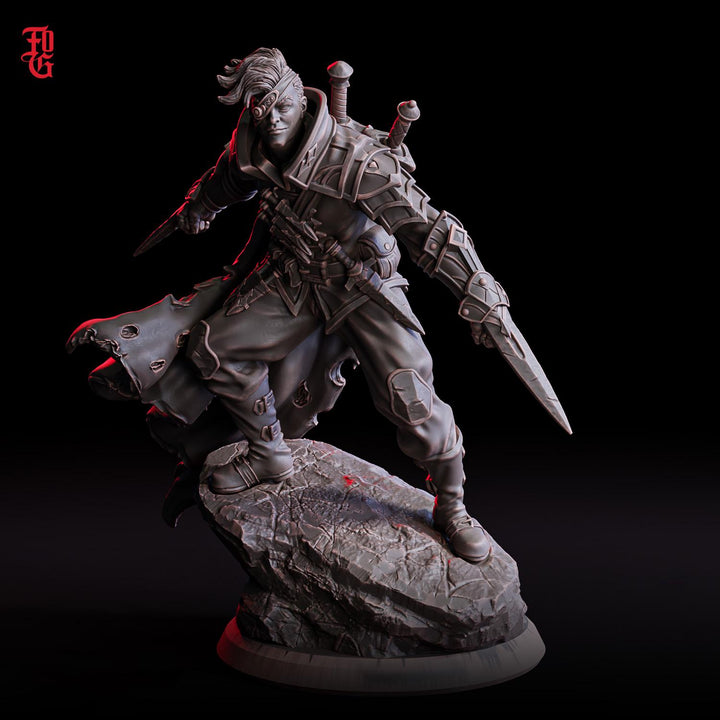 Human Rogue Thief Assassin PC / NPC | Unpainted Resin Miniature | 28mm, 32mm,54mm, 75mm, 100mm Scale | Dungeons and Dragons | Flesh of Gods