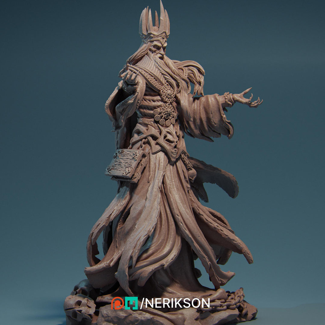 Lich, Evil Wizard, Undead Monster Unpainted Miniature | 28mm,32mm,54mm,75mm, 100mm, 140mm Scales | D&amp;D 5E Pathfinder | NERIKSON