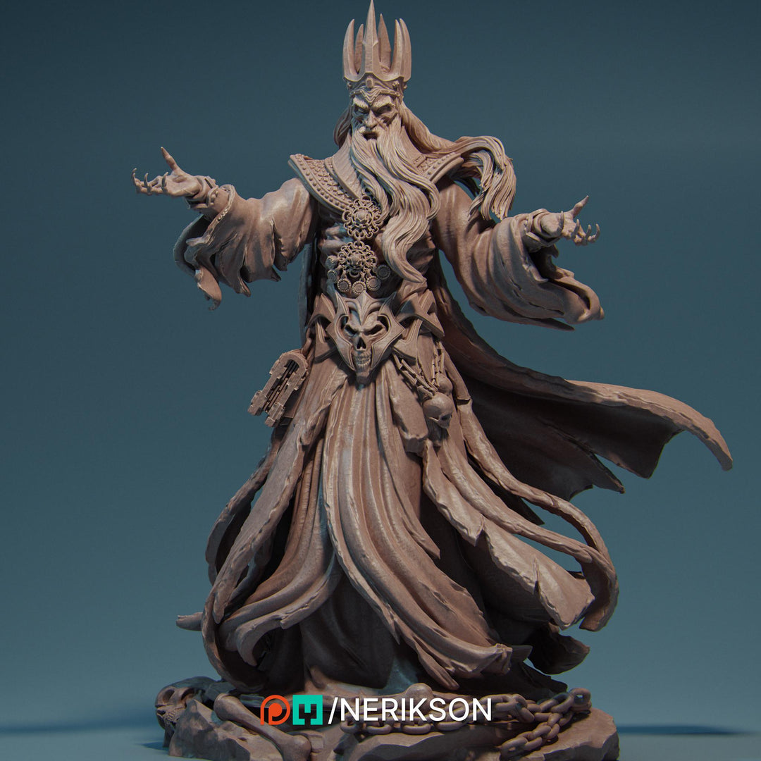 Lich, Evil Wizard, Undead Monster Unpainted Miniature | 28mm,32mm,54mm,75mm, 100mm, 140mm Scales | D&amp;D 5E Pathfinder | NERIKSON