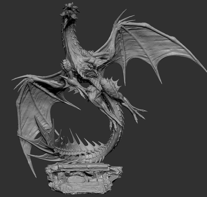 Legendary Chromatic Green Dragon (4 sizes) D&amp;D Unpainted Miniature | 230mm Height | Resin Figurine |Dungeons and Dragons 5e Pathfinder
