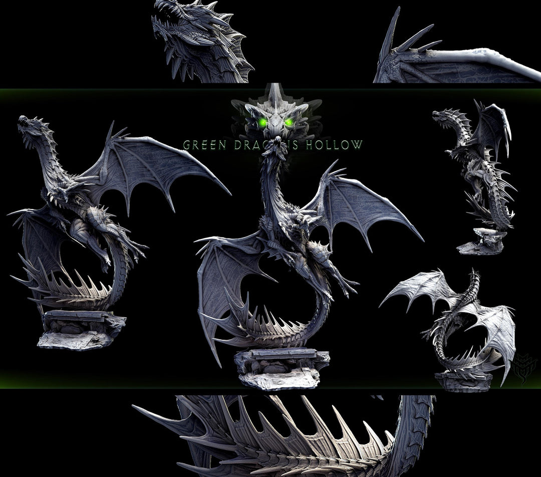 Legendary Chromatic Green Dragon (4 sizes) D&amp;D Unpainted Miniature | 230mm Height | Resin Figurine |Dungeons and Dragons 5e Pathfinder