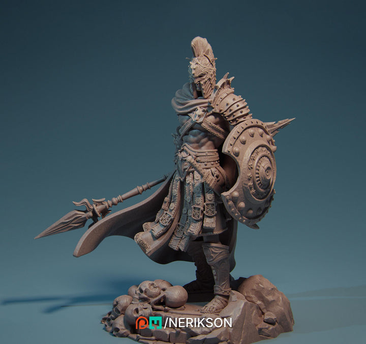 Human Fighter Polearm Master w/ Shield PC/ NPC Unpainted Figure | 28mm,32mm,54mm,75mm,100mm Scales | Dungeons &amp; Dragons Pathfinder |NERIKSON