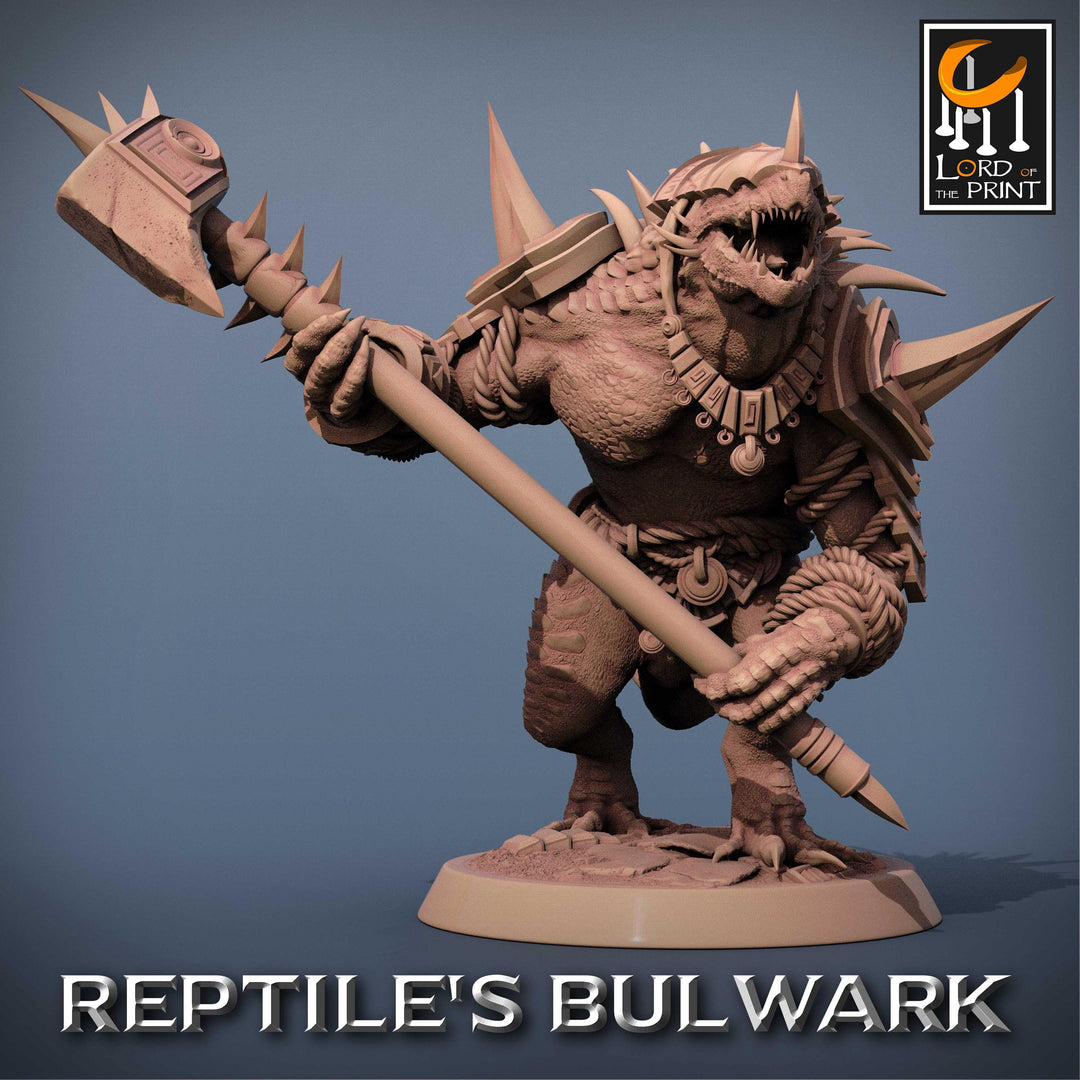 Lizardfolk Lizardman Warrior | 28mm, 32mm,54mm, 75mm, 100mm | Dungeons and Dragons | Unpainted Figure | Rescale Miniatures