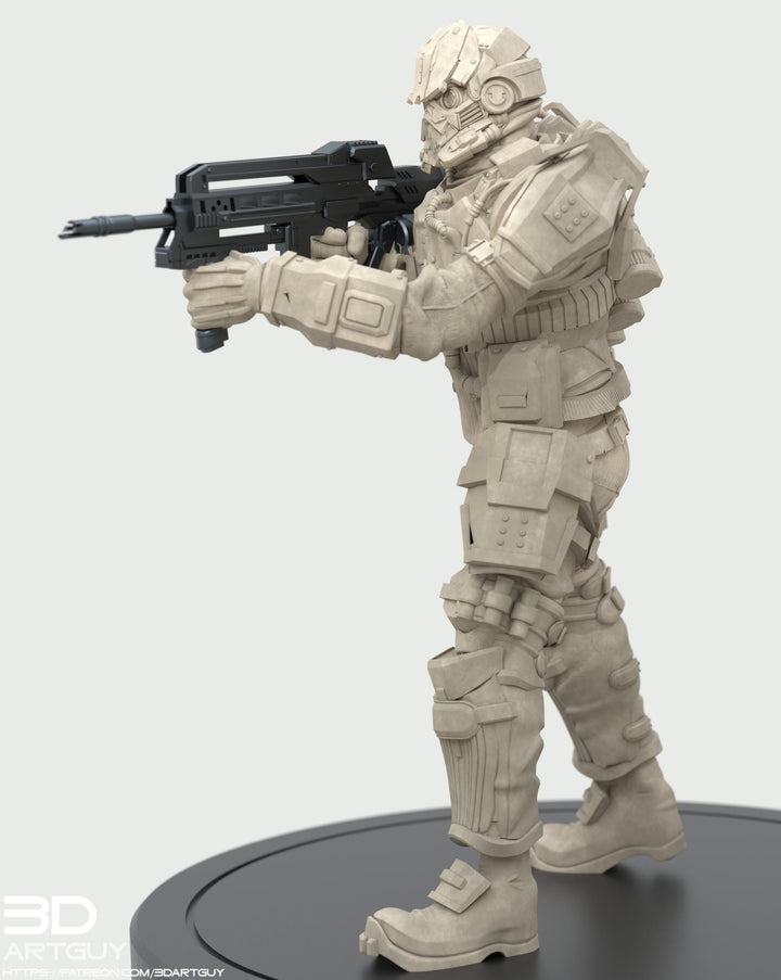 Space Trooper Soldier Sci-Fi miniature | 28mm, 32mm, 50mm, 75mm, 100mm, Scales | Sci-Fi Video Games miniatures | Fan Art | 3Dartguy|