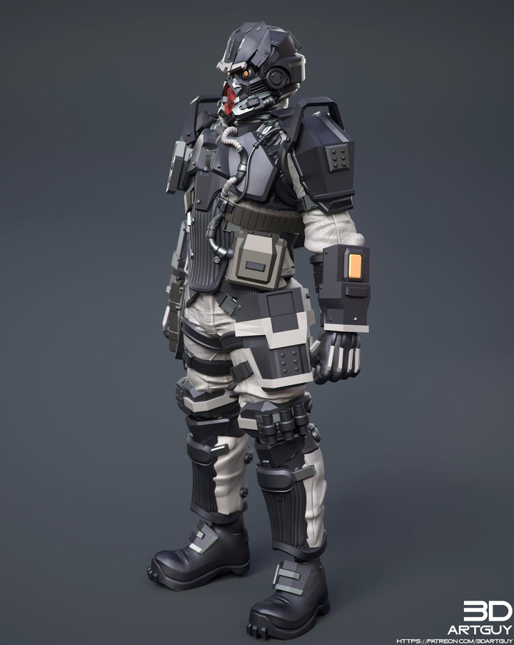 Space Trooper Soldier Sci-Fi UNPAINTED miniature | 28mm,32mm, 50mm, 75mm,100mm Scales | Sci-Fi Video Games miniatures | Fan Art | 3Dartguy|