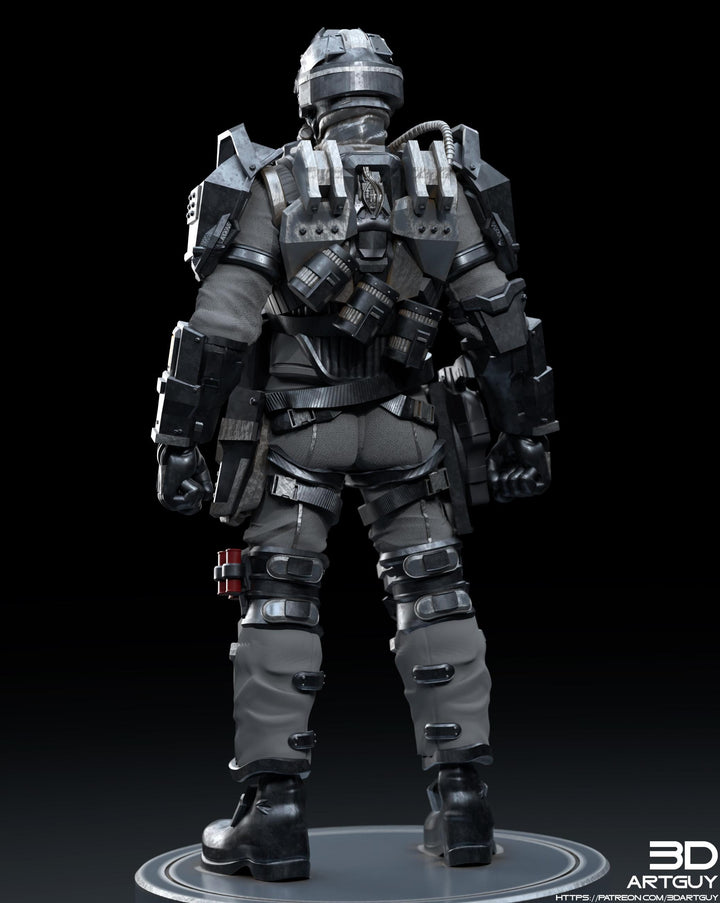Space Trooper Soldier Sci-Fi UNPAINTED miniature | 28mm,32mm, 50mm, 75mm,100mm Scales | Sci-Fi Video Games miniatures | Fan Art | 3Dartguy|