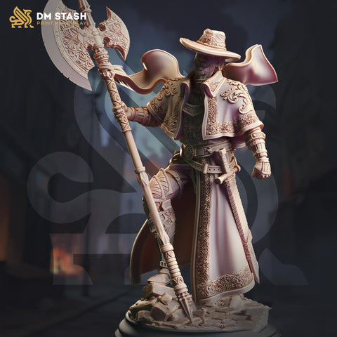 Human Warlock Hexblade Polearm Master Fighter | Unpainted Miniature | 28mm,32mm, 54mm,75mm,100mm Scales | Pathfinder Figure | DnD | DM Stash