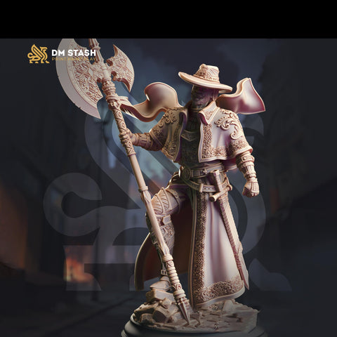 Human Warlock Hexblade Polearm Master Fighter | Unpainted Miniature | 28mm,32mm, 54mm,75mm,100mm Scales | Pathfinder Figure | DnD | DM Stash