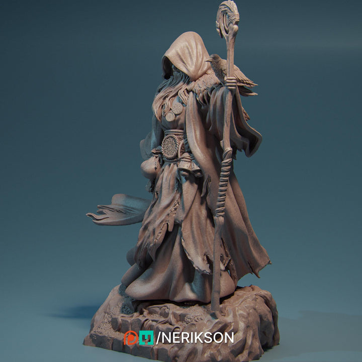 Human Wizard, Druid PC/ NPC Unpainted Figure | 28mm,32mm,54mm,75mm,100mm Scales | Dungeons &amp; Dragons Pathfinder |NERIKSON
