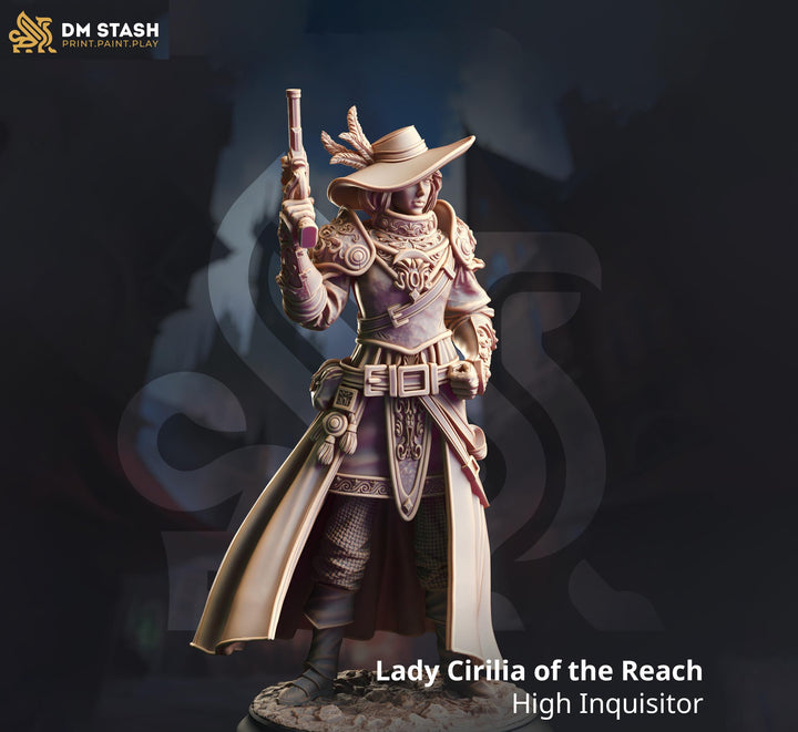 Human Female Fighter, Gunslinger Witch Hunter, Inquisitor| Unpainted Miniature | 28mm, 32mm, 54mm,75mm, 100mm Scales | Pathfinder | DnD |