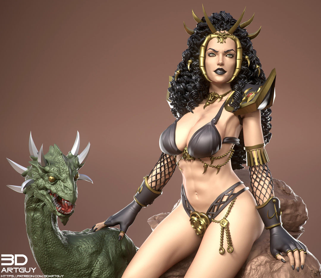 Goddess of Evil, Dragon Goddess | Unpainted Miniature D&D 5e | 28mm, 32mm,54mm,75mm,100mm Scales | Dungeons and Dragons | Pathfinder