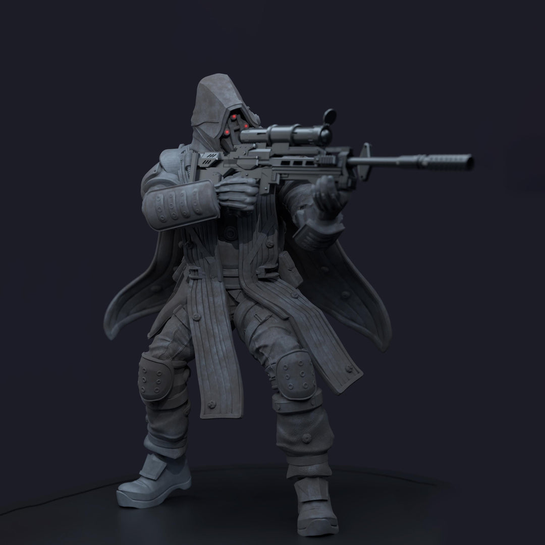 Space Trooper Sniper Sci-Fi UNPAINTED miniature | 28mm,32mm, 50mm, 75mm,100mm Scales | Sci-Fi Video Games miniatures | Fan Art | 3Dartguy|