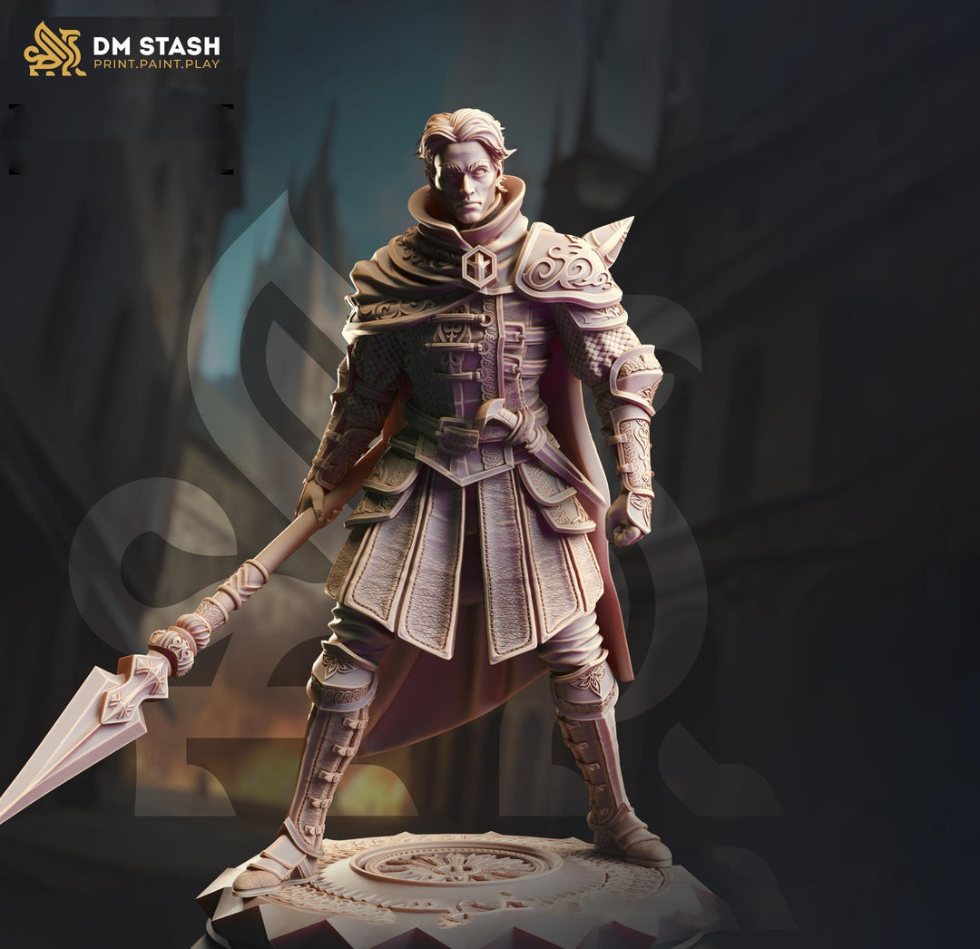 Human Fighter, Ranger Polearm Master | Unpainted Miniature | 28mm, 32mm, 54mm,75mm, 100mm Scales | Pathfinder Figure | DnD |