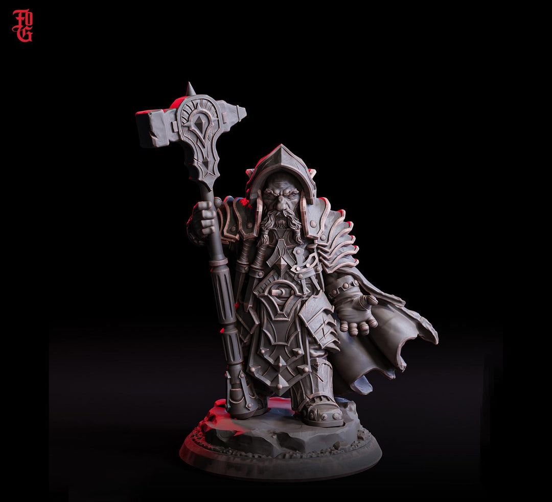 Dwarf Cleric, Paladin, Fighter PC NPC | 28mm,32mm,54mm,75mm,100mm Scale Resin Miniature | Dungeons and Dragons D&D Pathfinder |Flesh of Gods