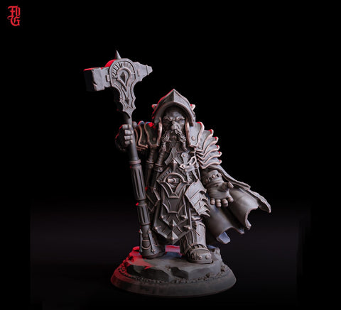 Dwarf Cleric, Paladin, Fighter PC NPC | 28mm,32mm,54mm,75mm,100mm Scale Resin Miniature | Dungeons and Dragons D&D Pathfinder |Flesh of Gods