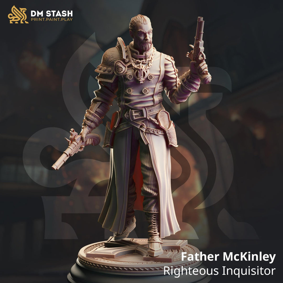 Human Fighter, Gunslinger Inquisitor, Cleric | Unpainted Miniature | 28mm, 32mm, 54mm,75mm, 100mm Scales | Pathfinder Figure | DnD |