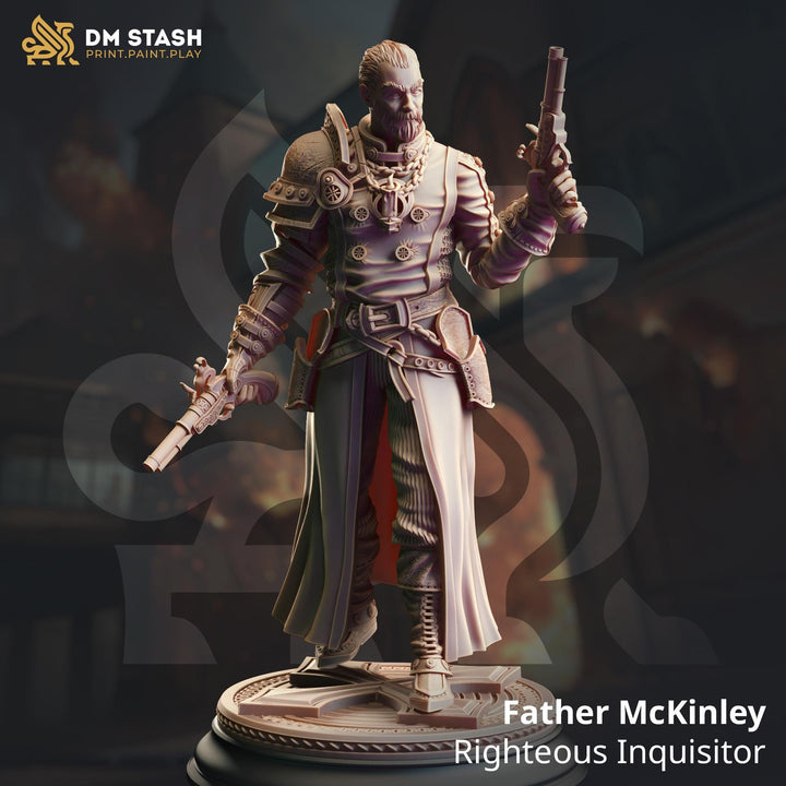 Human Fighter, Gunslinger Inquisitor, Cleric | Unpainted Miniature | 28mm, 32mm, 54mm,75mm, 100mm Scales | Pathfinder Figure | DnD |
