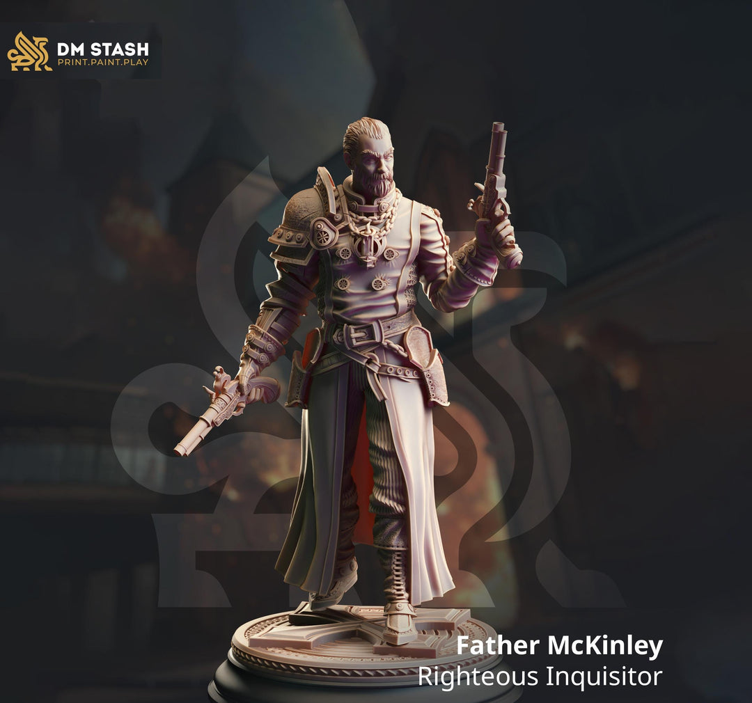 Human Fighter, Gunslinger Inquisitor, Cleric | Unpainted Miniature | 28mm, 32mm, 54mm,75mm, 100mm Scales | Pathfinder Figure | DnD |