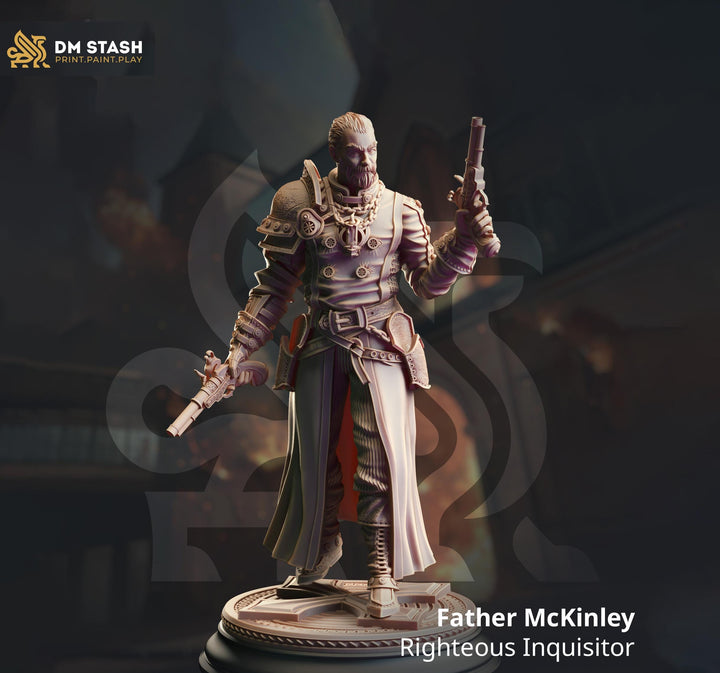 Human Fighter, Gunslinger Inquisitor, Cleric | Unpainted Miniature | 28mm, 32mm, 54mm,75mm, 100mm Scales | Pathfinder Figure | DnD |