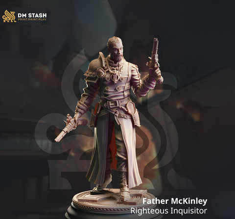 Human Fighter, Gunslinger Inquisitor, Cleric | Unpainted Miniature | 28mm, 32mm, 54mm,75mm, 100mm Scales | Pathfinder Figure | DnD |