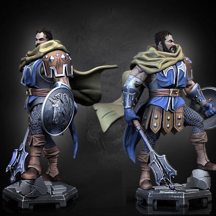 Human Cleric Fighter Mace & Shield | Unpainted Miniature| 28mm,32mm,54mm,75mm,100mm Scales | Pathfinder Figure | DnD | Figurine unpainted |