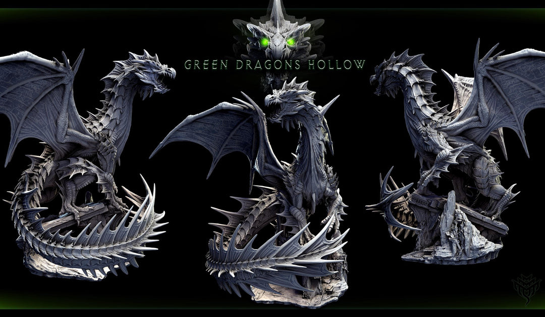 Legendary Chromatic Green Dragon (4 sizes) D&amp;D Unpainted Miniature | 206mm Height | Resin Figurine |Dungeons and Dragons 5e Pathfinder