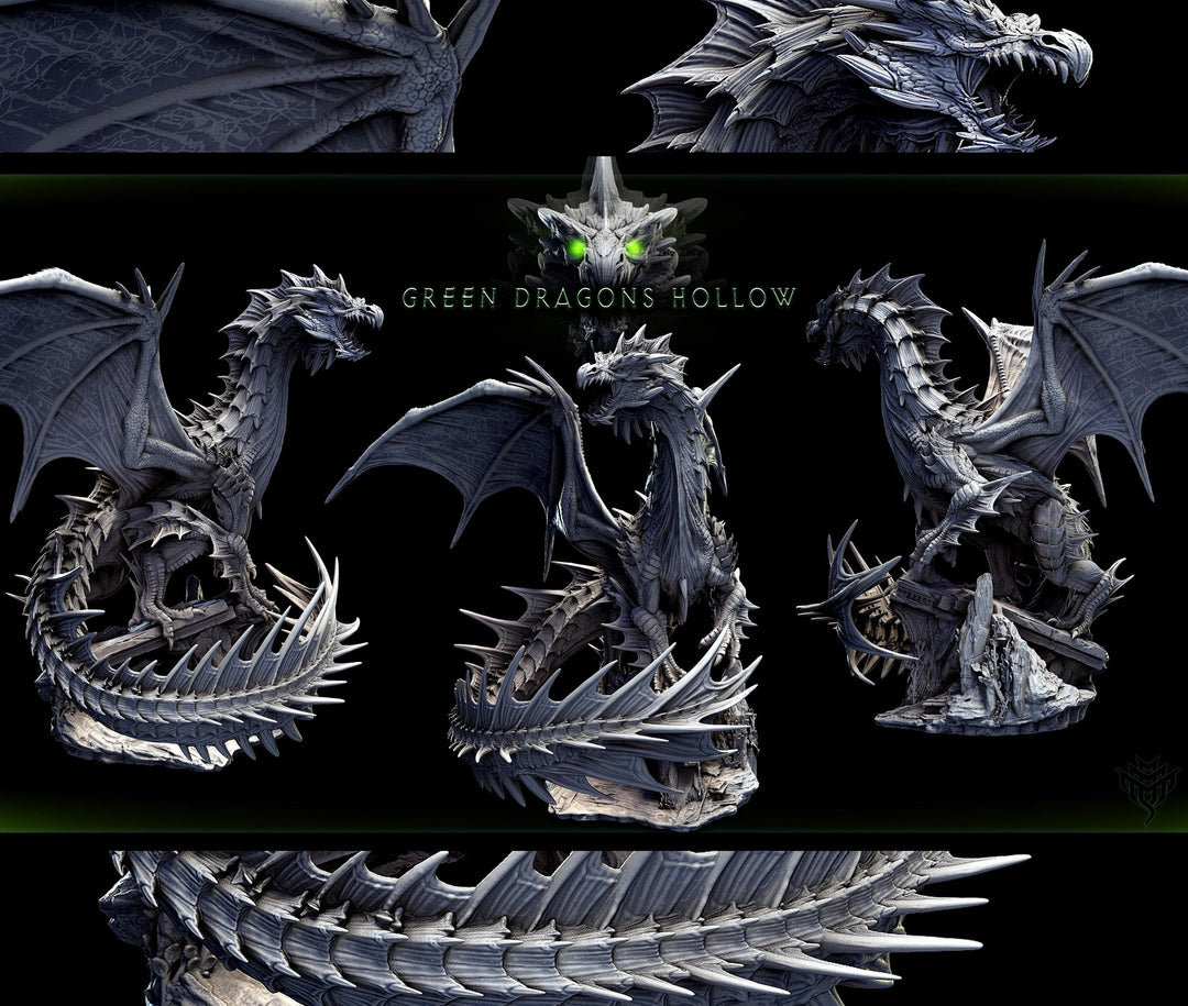Legendary Chromatic Green Dragon (4 sizes) D&D Unpainted Miniature | 206mm Height | Resin Figurine |Dungeons and Dragons 5e Pathfinder