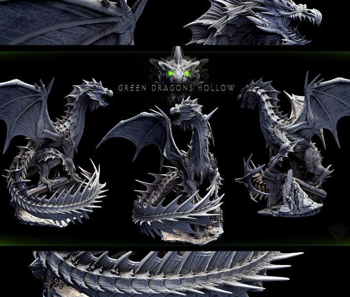 Legendary Chromatic Green Dragon (4 sizes) D&amp;D Unpainted Miniature | 206mm Height | Resin Figurine |Dungeons and Dragons 5e Pathfinder