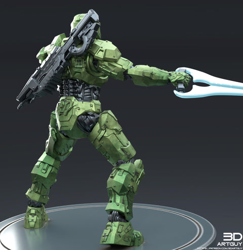 Space Spartan miniature Melee | 28mm, 32mm Scales also 50mm and 100mm | Sci-Fi Video Games miniatures | Fan Art | 3DArtGuy|