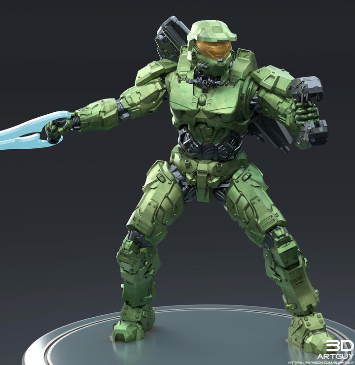 Space Spartan miniature Melee | 28mm, 32mm Scales also 50mm and 100mm | Sci-Fi Video Games miniatures | Fan Art | 3DArtGuy|