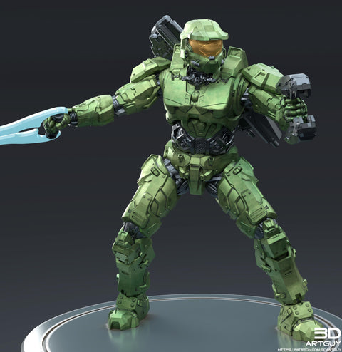 Space Spartan miniature Melee | 28mm, 32mm Scales also 50mm and 100mm | Sci-Fi Video Games miniatures | Fan Art | 3DArtGuy|