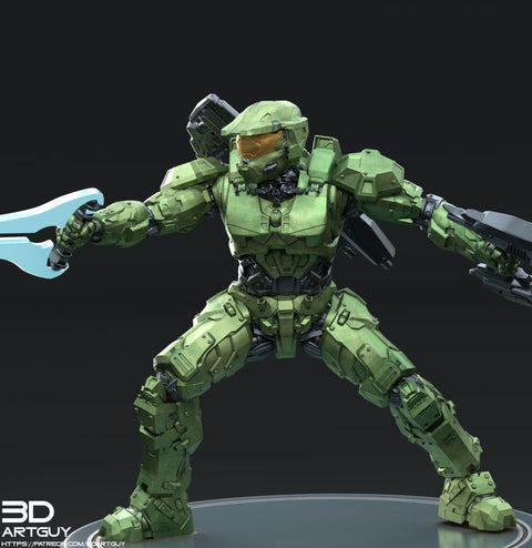 Space Spartan miniature Melee | 28mm, 32mm Scales also 50mm and 100mm | Sci-Fi Video Games miniatures | Fan Art | 3DArtGuy|