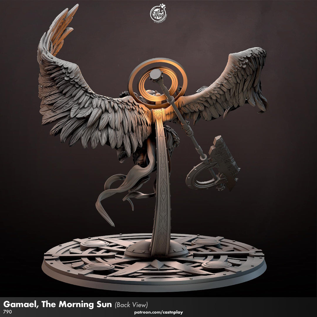 Human Winged Paladin, Angel Fighter Polearm | Miniature | 28mm, 32mm,54mm,75mm,100mm Scales | Pathfinder Figure | DnD | Figurine unpainted |