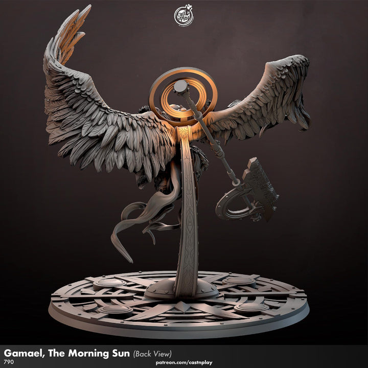 Human Winged Paladin, Angel Fighter Polearm | Miniature | 28mm, 32mm,54mm,75mm,100mm Scales | Pathfinder Figure | DnD | Figurine unpainted |