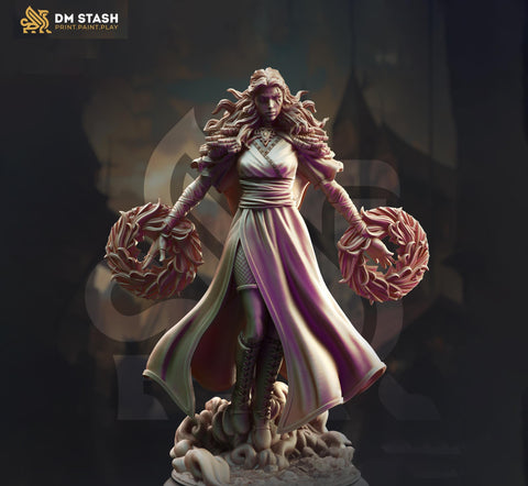 Human Female Sorcerer, Wizard, Cleric | Unpainted Miniature | 28mm, 32mm, 75mm, 100mm Scales | Pathfinder Figure | DnD | Figurine unpainted