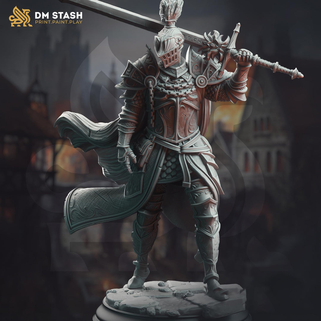 Oathbreaker Paladin, Fighter Battlemaster | D&amp;D 5e Unpainted Miniature | 28mm, 32mm, 54mm,75mm, 100mm Scales | Pathfinder Figure | Figurine