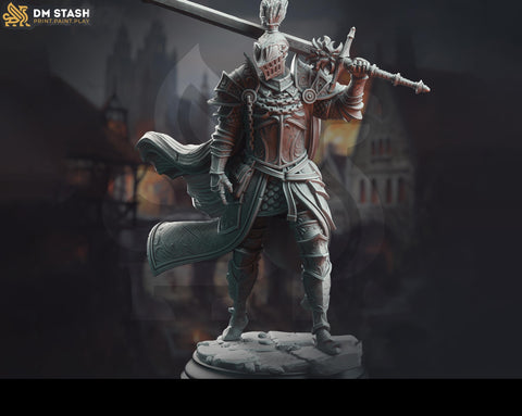 Oathbreaker Paladin, Fighter Battlemaster | D&D 5e Unpainted Miniature | 28mm, 32mm, 54mm,75mm, 100mm Scales | Pathfinder Figure | Figurine