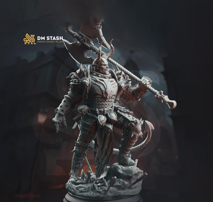 Tiefling Paladin, Fighter Battlemaster | D&amp;D 5e Unpainted Miniature | 28mm, 32mm, 54mm,75mm, 100mm Scales | Pathfinder Figure | Figurine