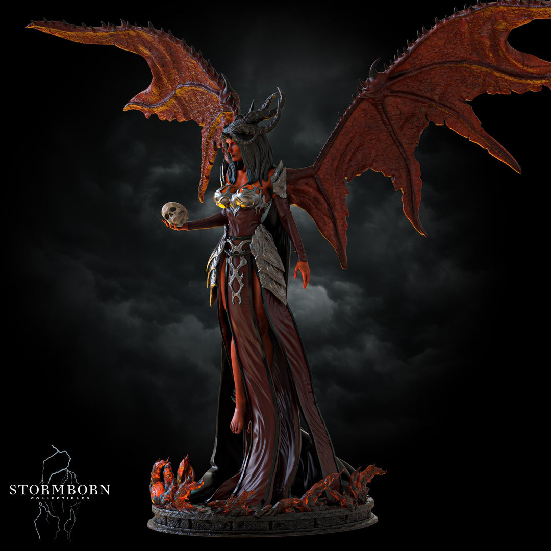Female Demon, Fiend, Winged Warlock PC NPC D&amp;D Unpainted Miniature | 28mm, 32mm, 54mm,75mm, 100mm Scales | Pathfinder Figure | RPG Gift Idea