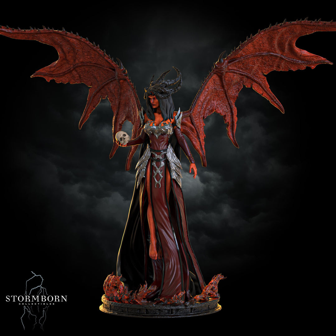 Female Demon, Fiend, Winged Warlock PC NPC D&amp;D Unpainted Miniature | 28mm, 32mm, 54mm,75mm, 100mm Scales | Pathfinder Figure | RPG Gift Idea