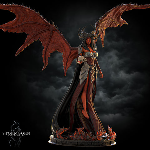 Female Demon, Fiend, Winged Warlock PC NPC D&D Unpainted Miniature | 28mm, 32mm, 54mm,75mm, 100mm Scales | Pathfinder Figure | RPG Gift Idea