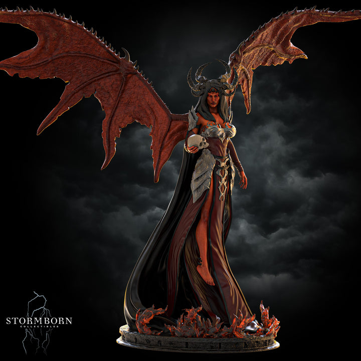 Female Demon, Fiend, Winged Warlock PC NPC D&amp;D Unpainted Miniature | 28mm, 32mm, 54mm,75mm, 100mm Scales | Pathfinder Figure | RPG Gift Idea