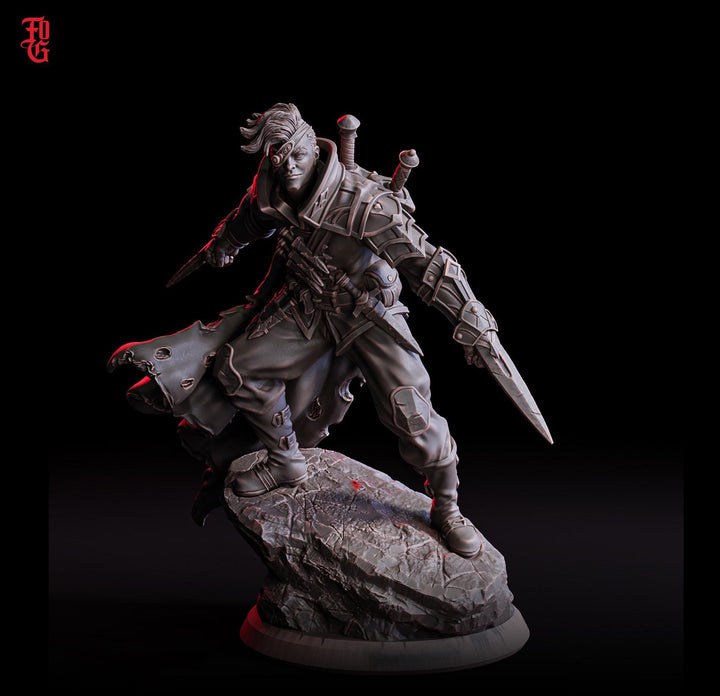 Human Rogue Thief Assassin PC / NPC | Unpainted Resin Miniature | 28mm, 32mm,54mm, 75mm, 100mm Scale | Dungeons and Dragons | Flesh of Gods