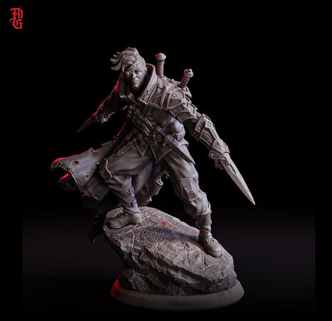 Human Rogue Thief Assassin PC / NPC | Unpainted Resin Miniature | 28mm, 32mm,54mm, 75mm, 100mm Scale | Dungeons and Dragons | Flesh of Gods