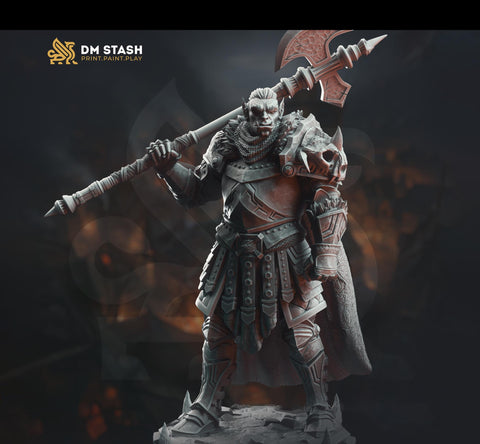 Half-Orc Paladin, Fighter Battlemaster | D&D 5e Unpainted Miniature | 28mm, 32mm, 54mm,75mm, 100mm Scales | Pathfinder Figure | Figurine