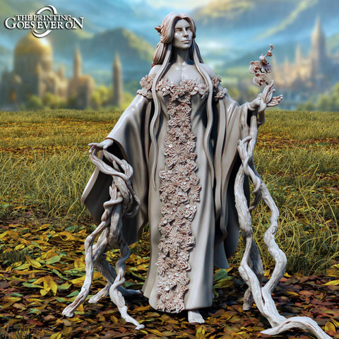 Female Druid PC / NPC | Unpainted Miniature | 28mm, 32mm,54mm,75mm, 100mm Scales | Pathfinder Figure | DnD | RPG Figurine |