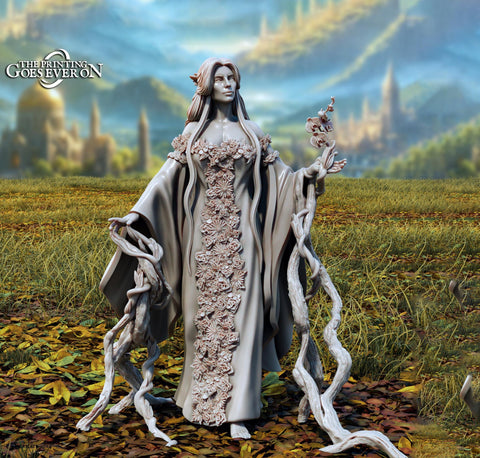 Female Druid PC / NPC | Unpainted Miniature | 28mm, 32mm,54mm,75mm, 100mm Scales | Pathfinder Figure | DnD | RPG Figurine |