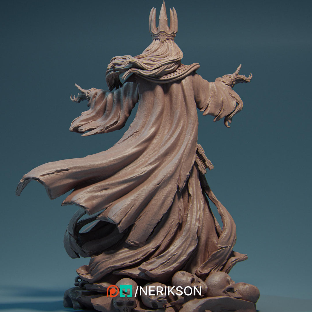 Lich, Evil Wizard, Undead Monster Unpainted Miniature | 28mm,32mm,54mm,75mm, 100mm, 140mm Scales | D&amp;D 5E Pathfinder | NERIKSON