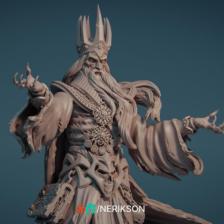 Lich, Evil Wizard, Undead Monster Unpainted Miniature | 28mm,32mm,54mm,75mm, 100mm, 140mm Scales | D&amp;D 5E Pathfinder | NERIKSON